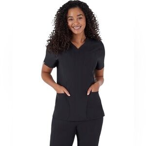 Hanes Women’s Scrub Top Size 2XL Black Comfort Fit Stretch Cooling Fabric NWT